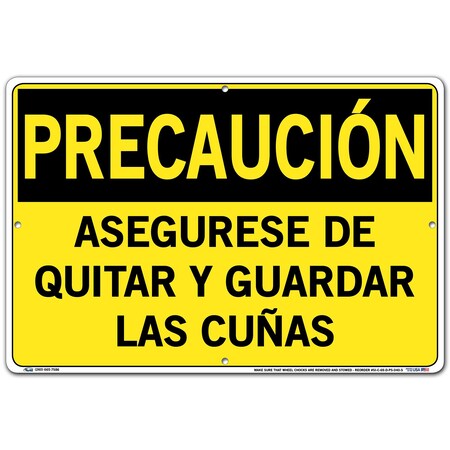 Vestil Polystyrene Sign, 12-1/2" Height, 18-1/2" Width, Polystyrene, Rectangle, Spanish SI-C-69-D-PS-040-S